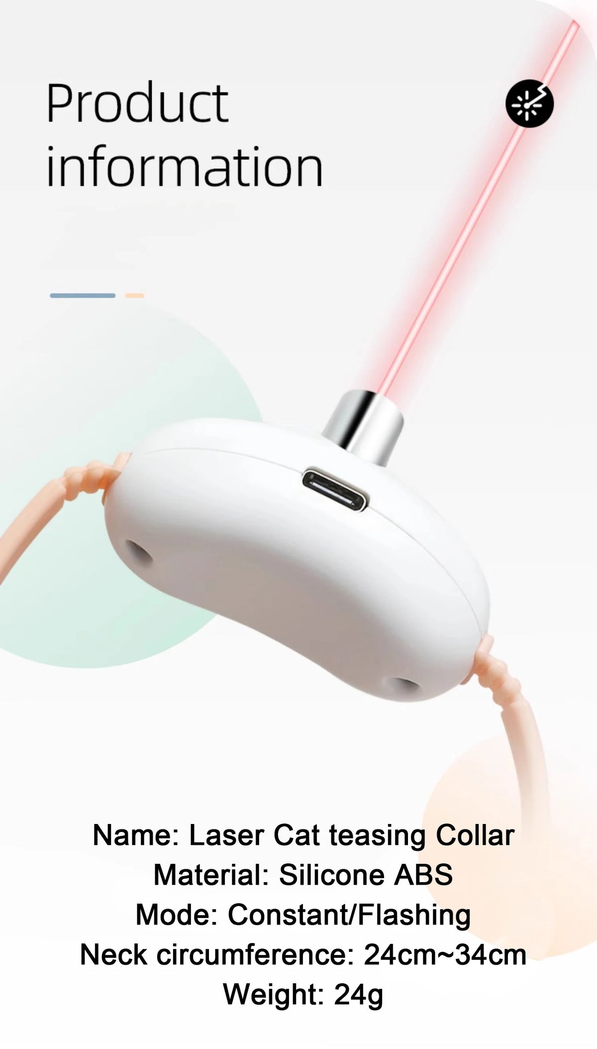 Laser Cat Collar Teasing Cat Electric USB Charging Kitten