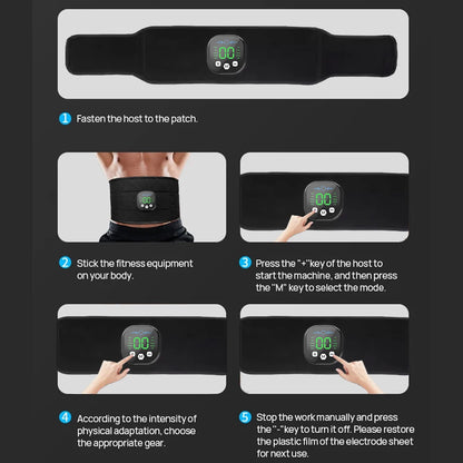 Smart EMS Ab Belt for Waist Toning & Muscle Stimulation - Fitness