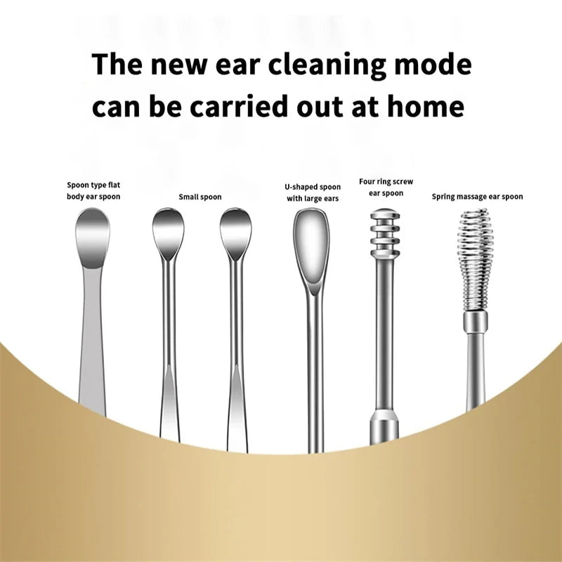 Stainless Steel Ear Cleaner Portable Ear Spoons Spiral
