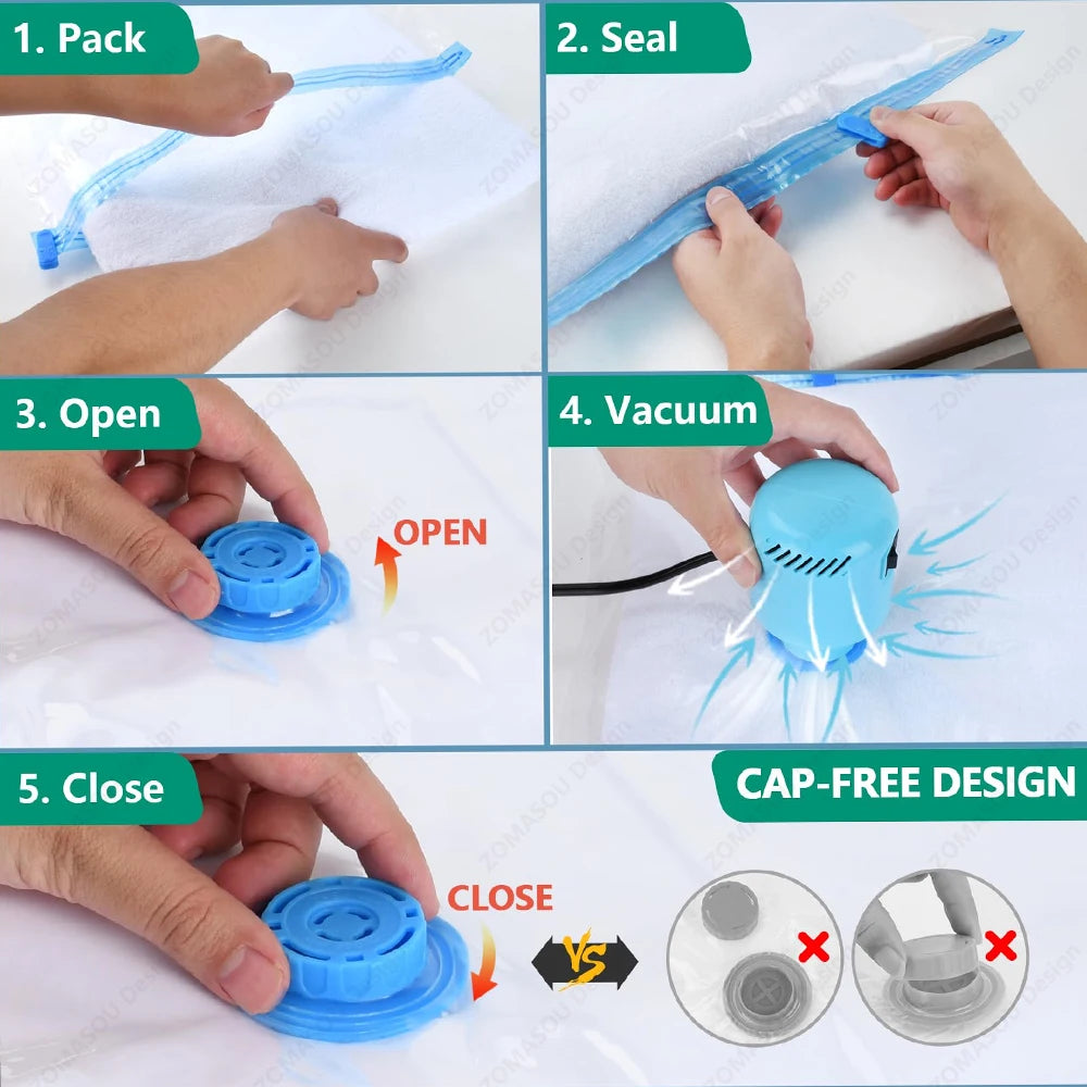 Reusable Vacuum Storage Sealing Bags with Hand Pump