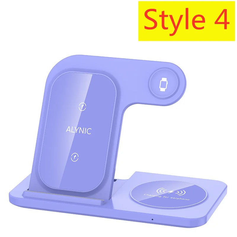 3 in 1 Wireless Charger Stand Pad Foldable Fast Charging