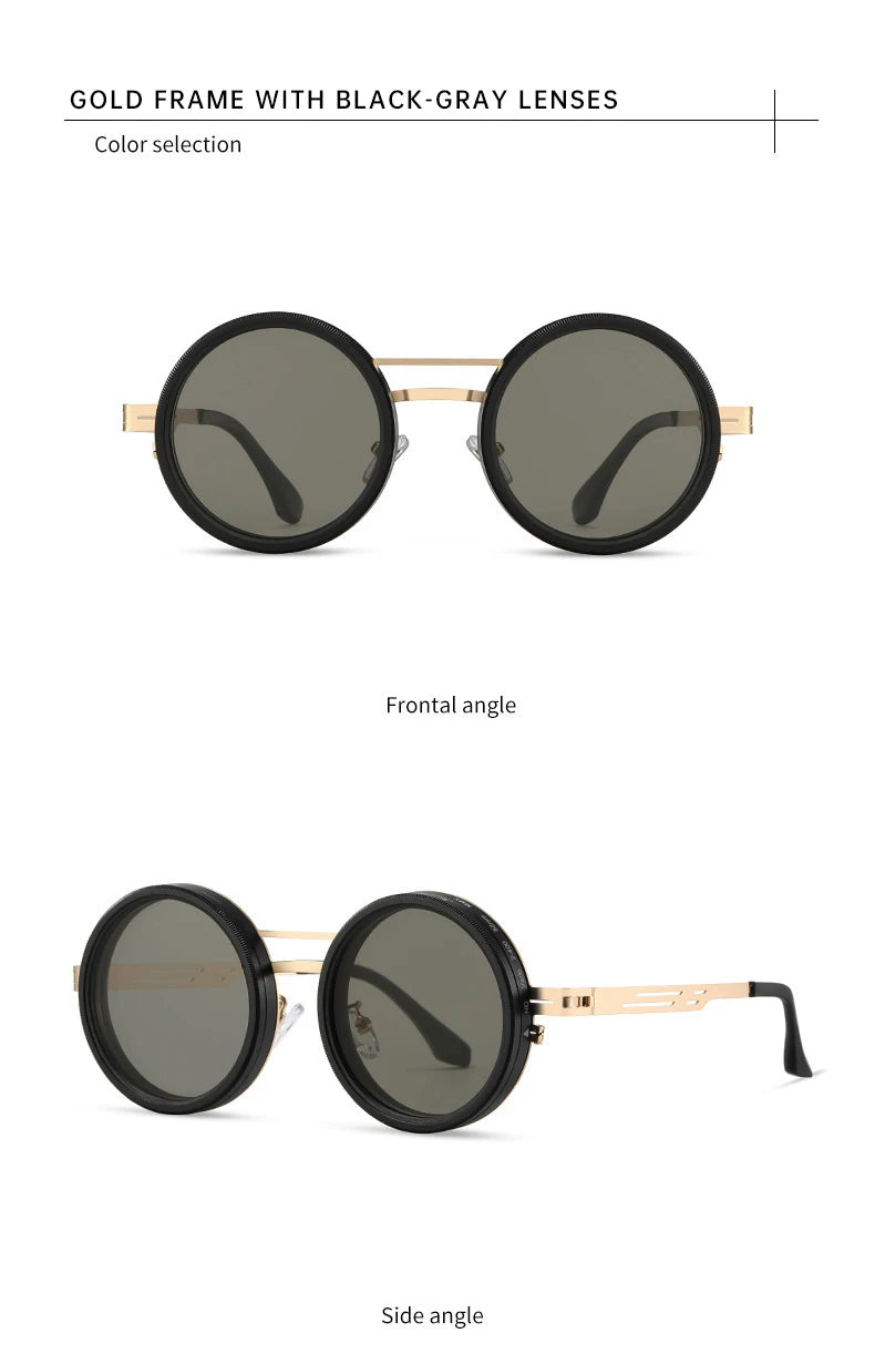 Polarized Round Steampunk ND9 Adjustable Dimming Sunglasses