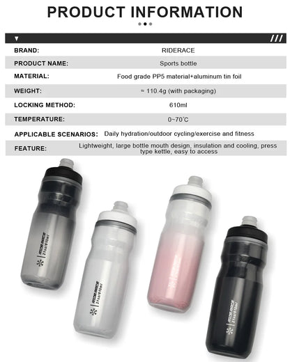 Bicycle Water Bottle Insulated Thermal 610ml Outdoor