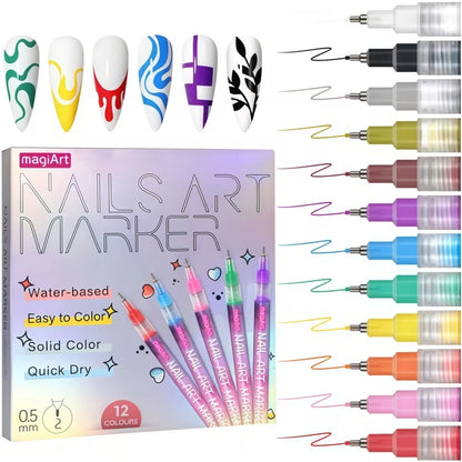 12 Color Nail Art Drawing Pen DIY Nail Painting Art Design