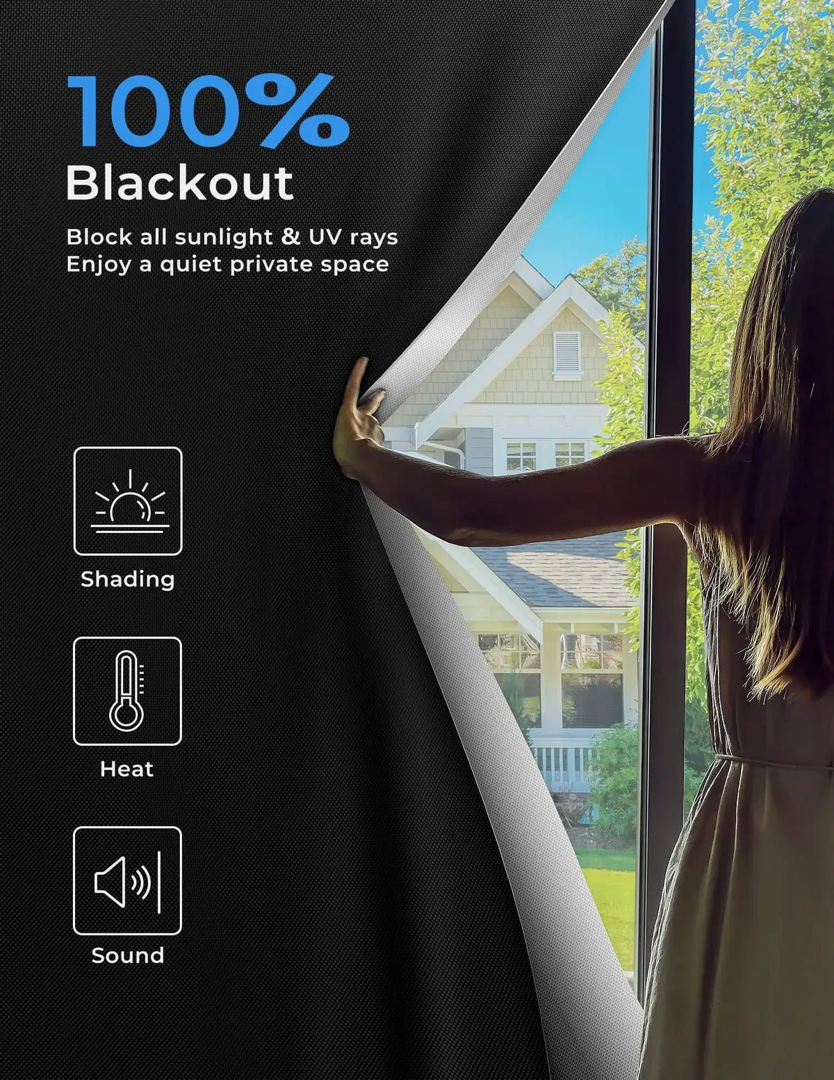 100 Blackout Window Cover Darkest Light Block Black Privacy Film