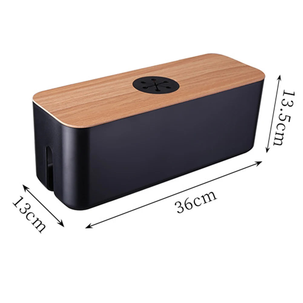Wooden Cable Storage Box Power Line Storage Case