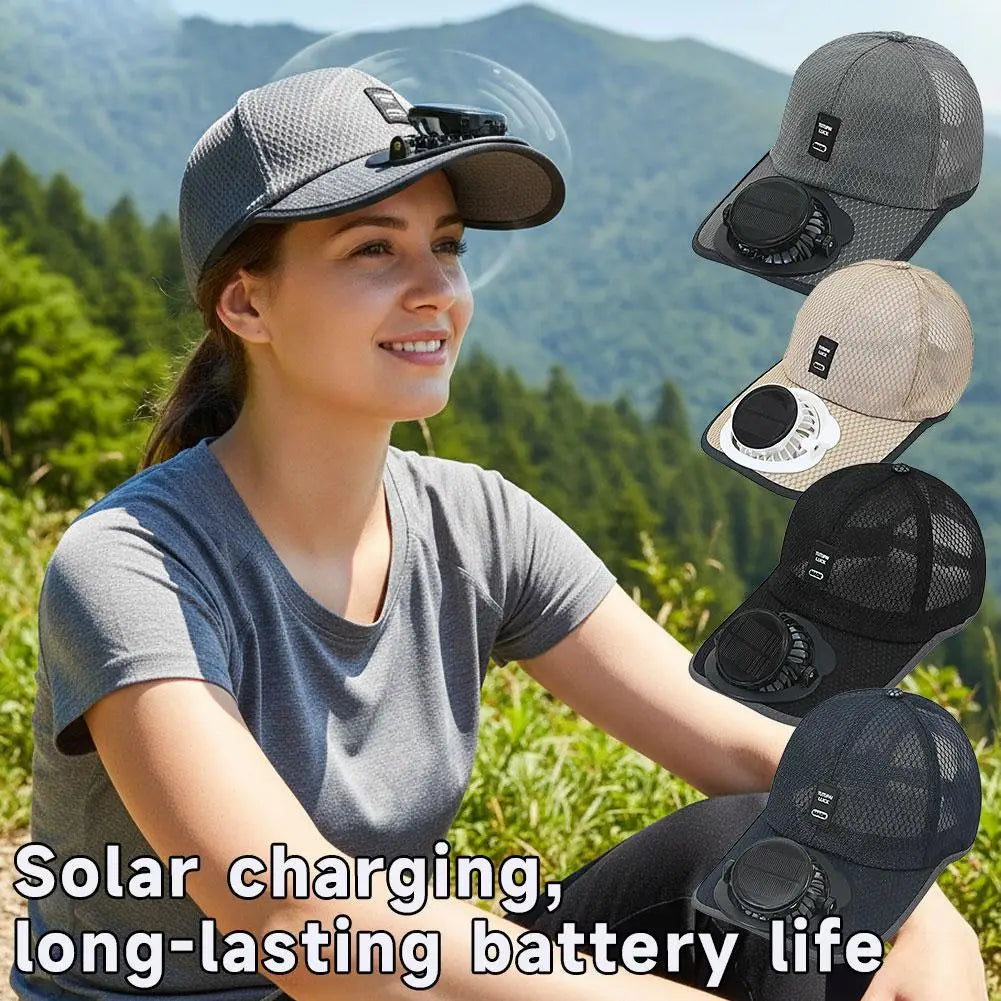 Breathable Sunhat with Solar Fan Sun Block Baseball Hat