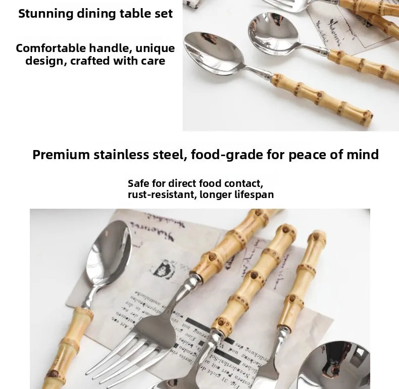Sle l Wood Handle Dining Utensils Set