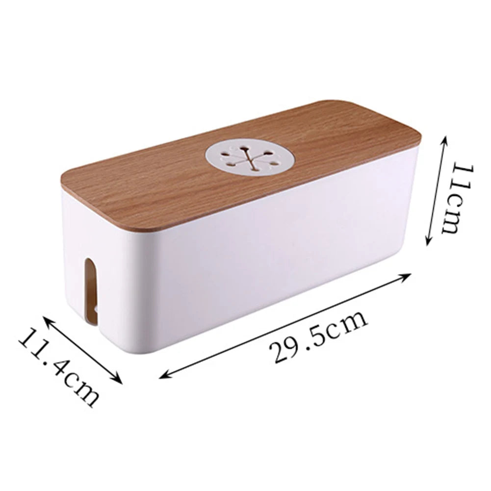 Wooden Cable Storage Box Power Line Storage Case