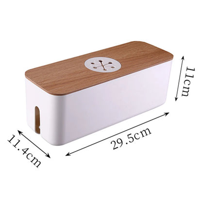 Wooden Cable Storage Box Power Line Storage Case