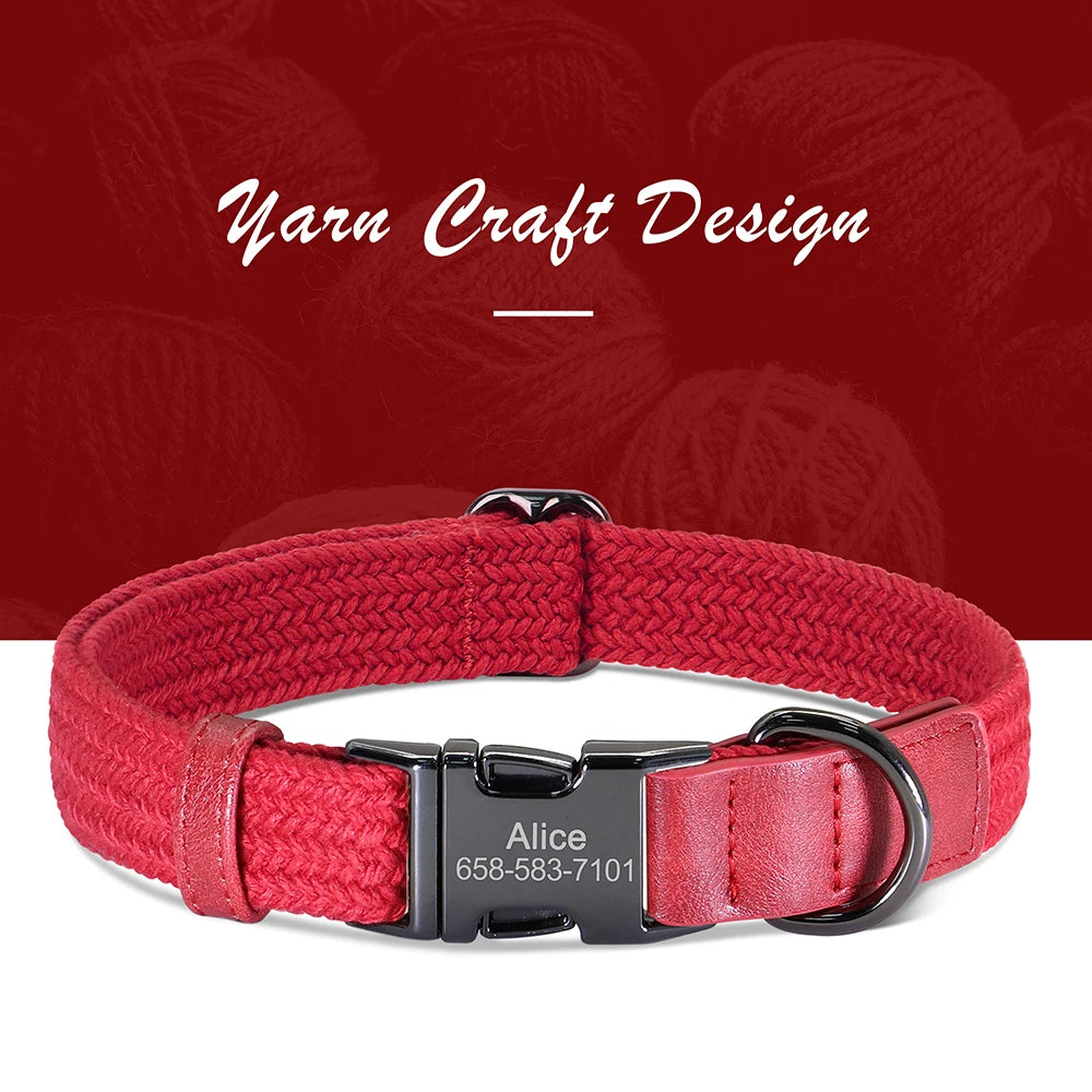 Custom Dog Collar Durable Nylon Free Engraved Pet Name