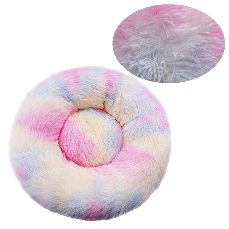 Round Pet Bed for Large Donut Long Plush Bed