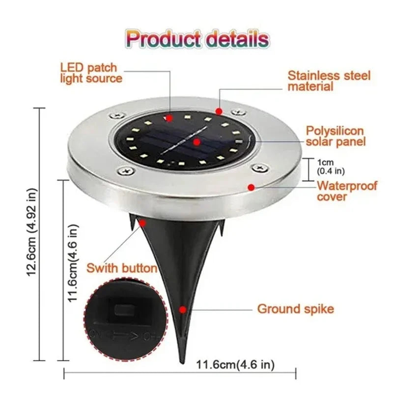 Solar Lights Outdoor 8/20LEDs Disk Underground Lamp