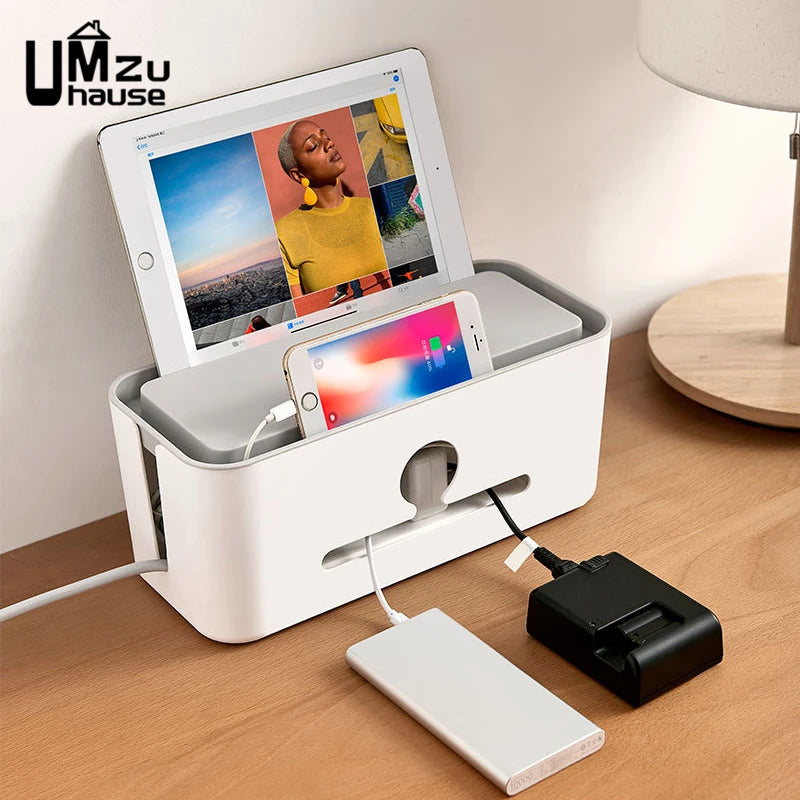 Power Strip Organizer Cable Management Box Multi Socket Desk Bins