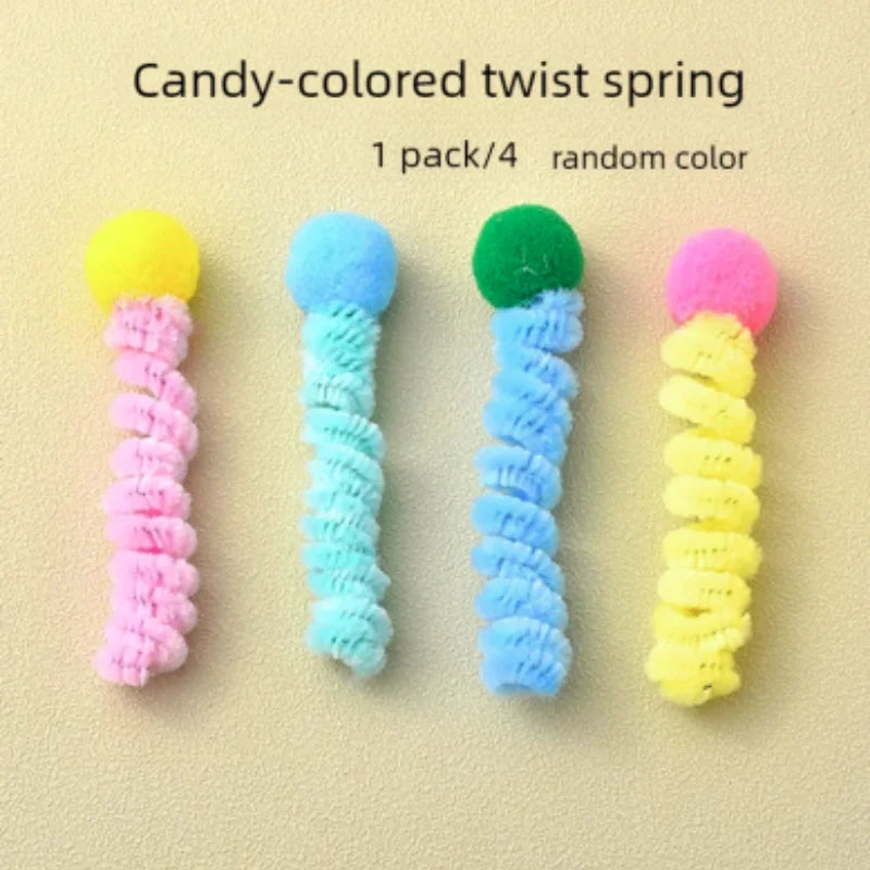 4/200Pcs Interactive Cat Spring Toy Spiral Colors
