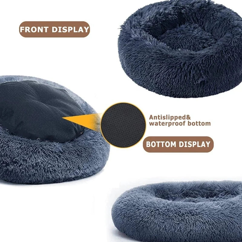 Round Pet Bed for Large Donut Long Plush Bed