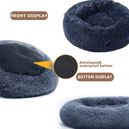 Round Pet Bed for Large Donut Long Plush Bed