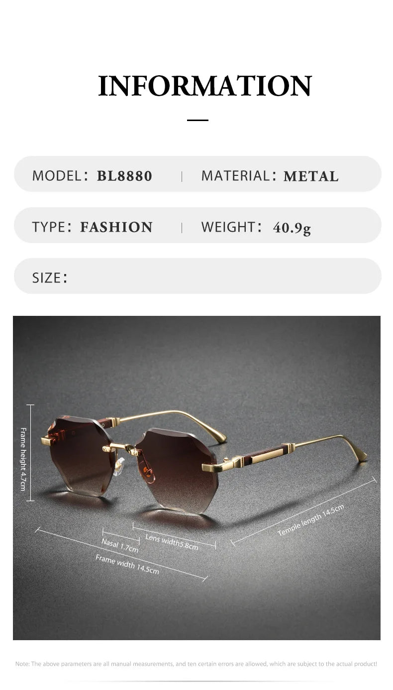 Man Woman Sunnies Fashion Unisex Rimless Sunglasses