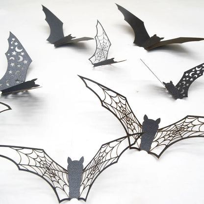 Halloween 3D Hollow Bat Wall Stickers Black Bat Sticker
