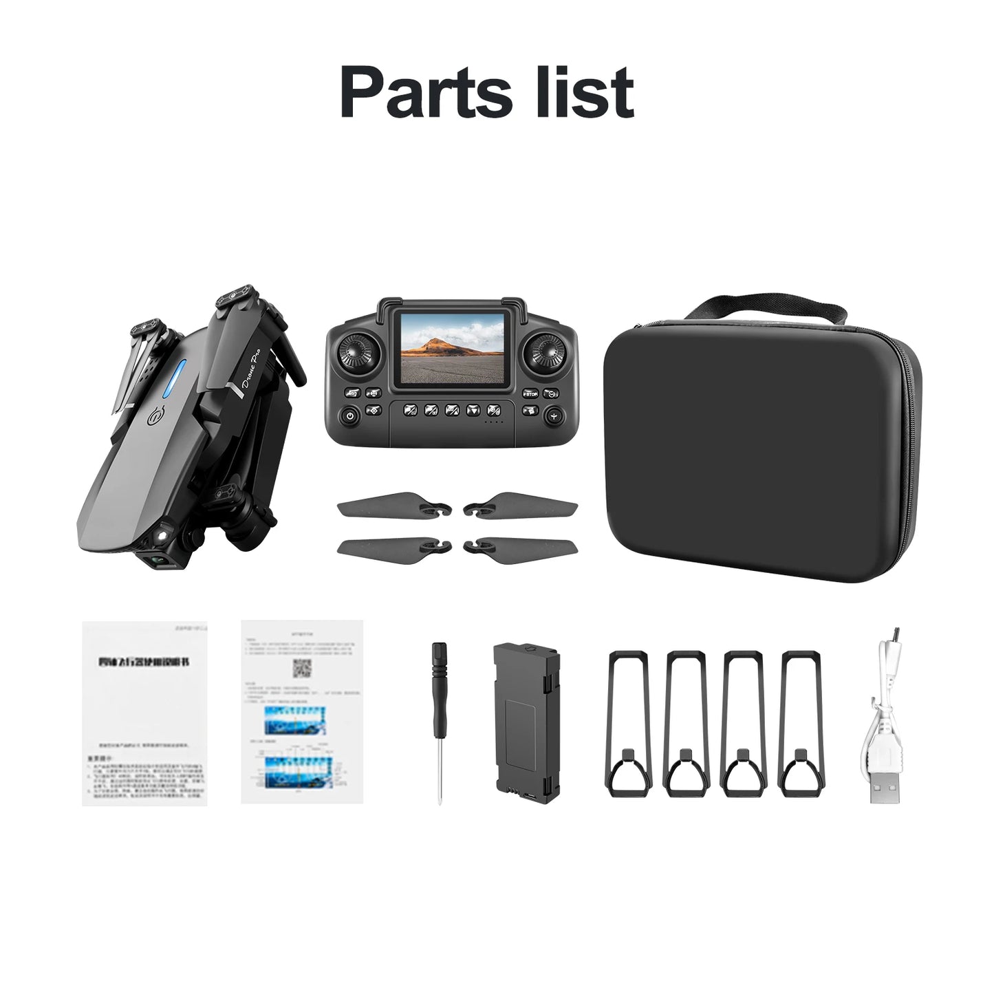 New E88 E99 Drone Remote Control with Screen Dual Camera