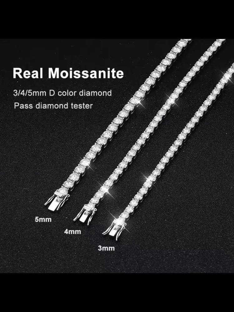 100% Real Moissanite Tennis Bracelet 925 Sterling Silver Plated