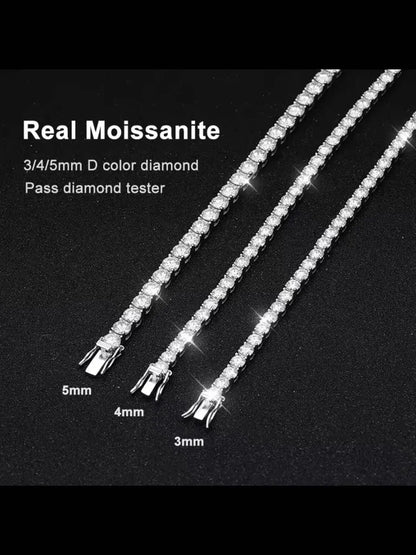 100% Real Moissanite Tennis Bracelet 925 Sterling Silver Plated