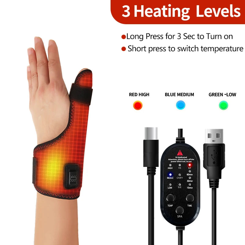Electric Heating Thumb Support - Vibration Massager Hot Compress
