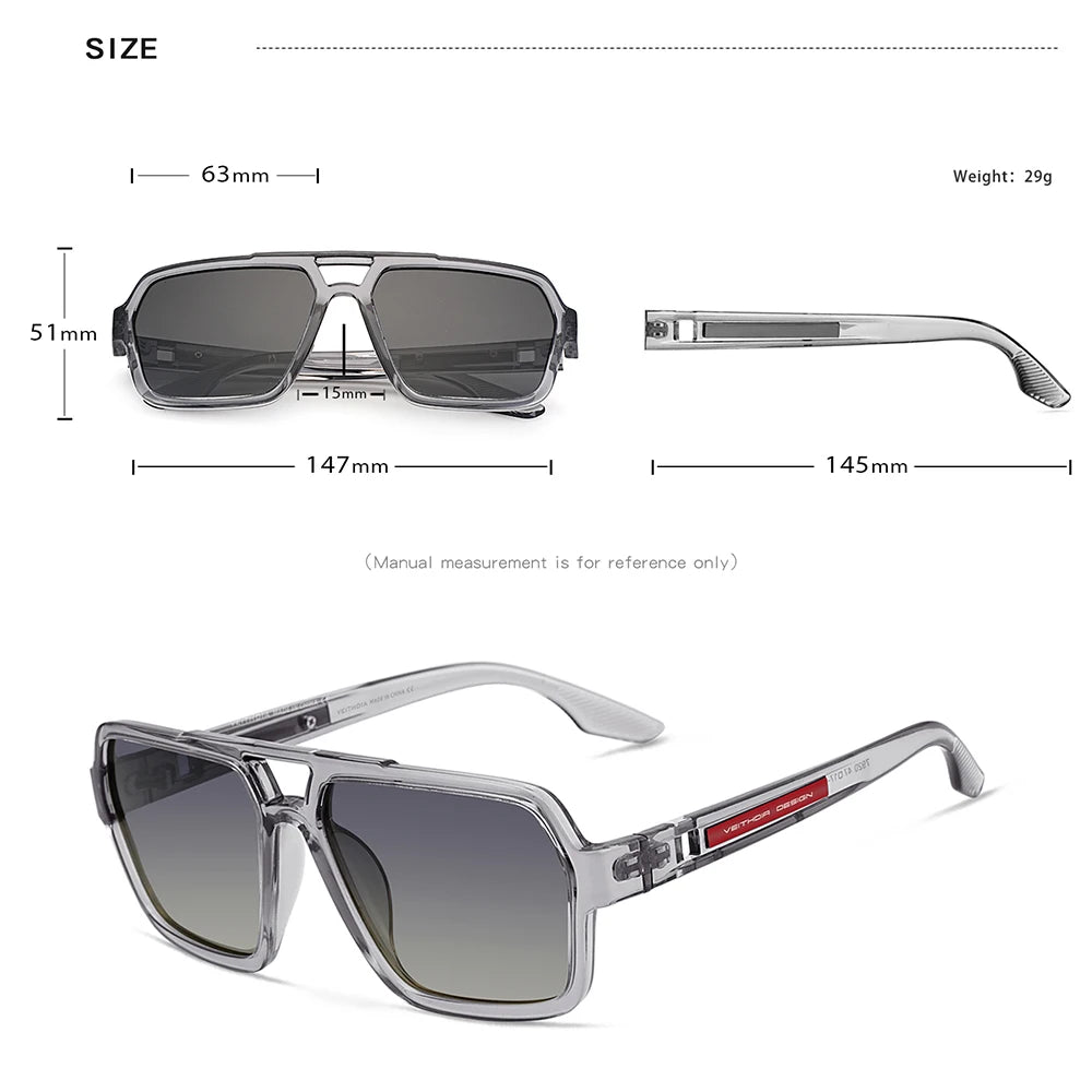 New Arrival Square Sunglasses TR90 Frame Glasses Photochromic