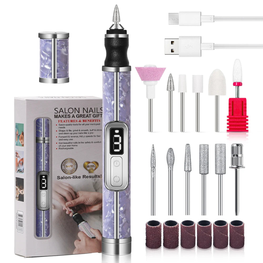 Cordless Electric Nail File Set 4 Adjustable Speeds