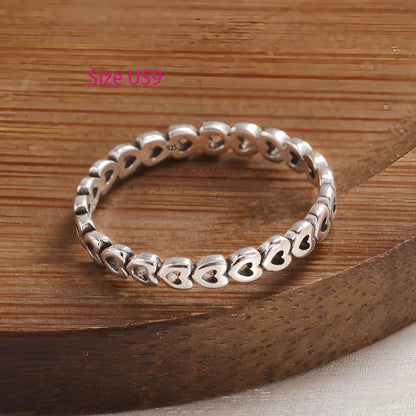 VENTFILLE 925 Sterling Silver Finger Rings Hollow Chain