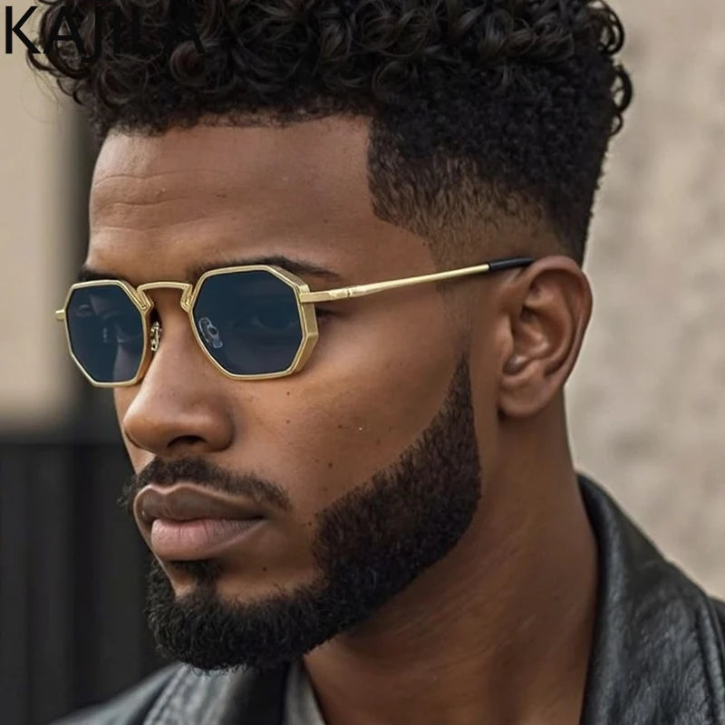 Small Frame Hexason Steampunk Sunglasses Men
