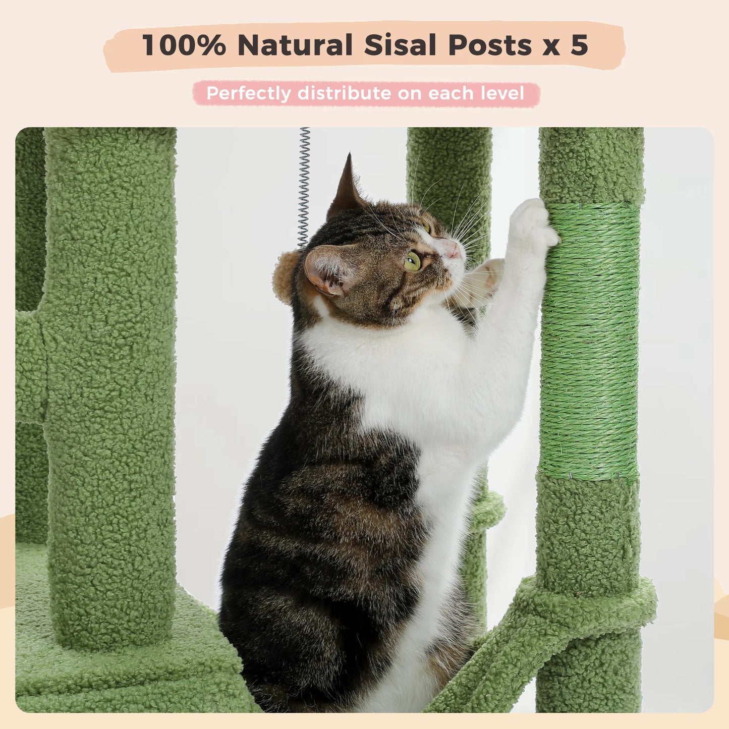 Cactus Cat Tree Floor to Ceiling Tower Scratching Posts