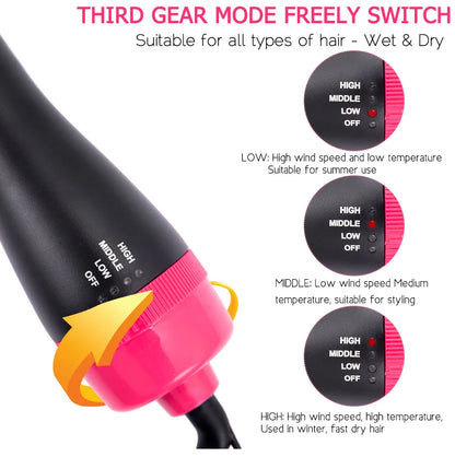 Women Hair Dryer Brush Hair Dryer Straightener Curler Massager