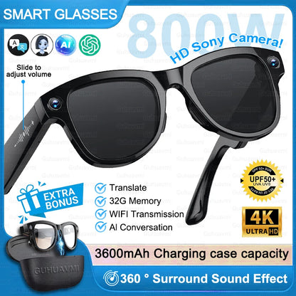 3600mAh Power Bank AI Smart Sunglasses 800W UHD Camera