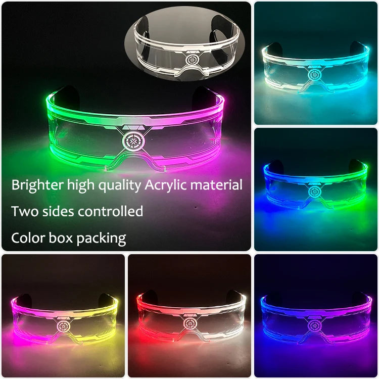 New Acrylic Luminous Glowing Cyberpunk Glasses LED Light