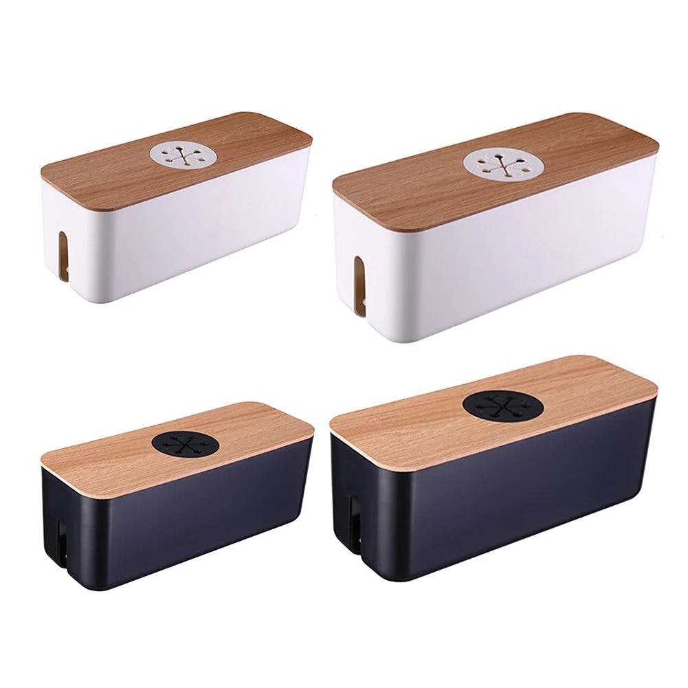 Wooden Cable Storage Box Power Line Storage Case