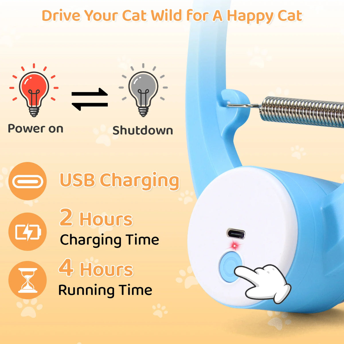 Electric Automatic Interactive Cat Toy USB Rechargeable Fluttering
