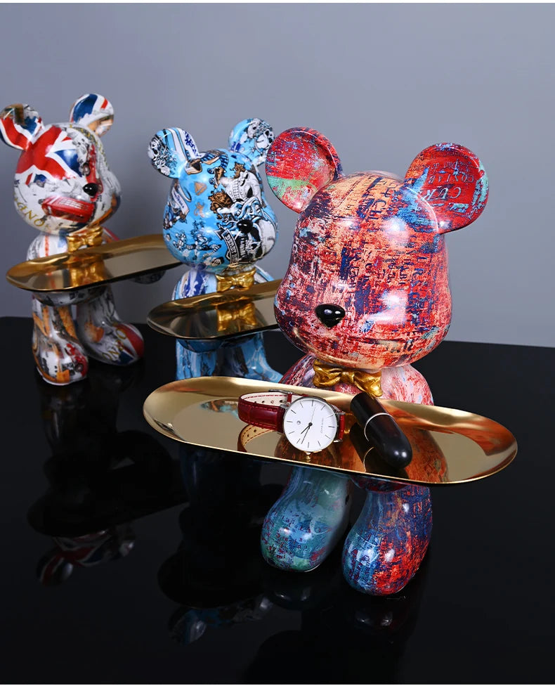 Colorful Bear Statues and Sculptures Butler Figure Ornaments