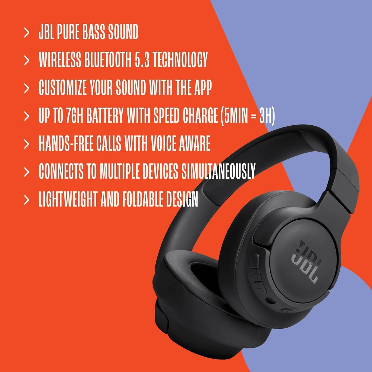 JBL TUNE 720BT Original Authentic Wireless Bluetooth Over-ear Style