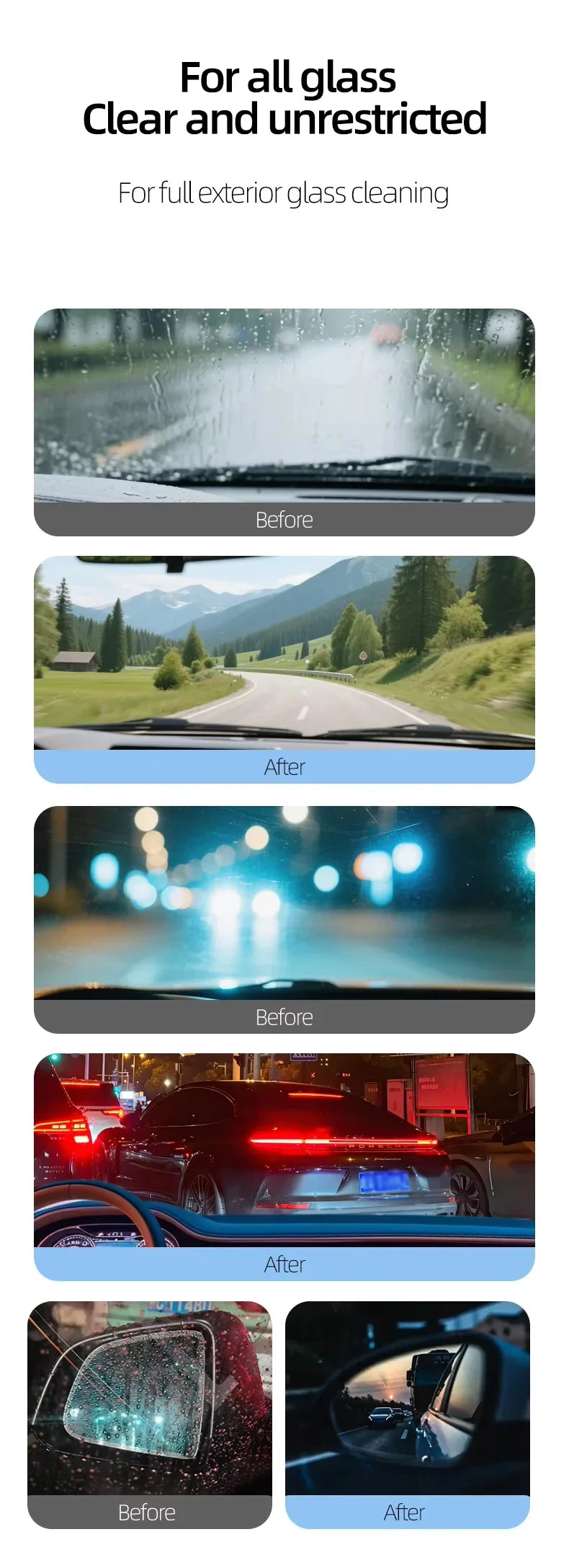 Car Glass Oil Film Remover Front Windshield Rearview Mirror Side
