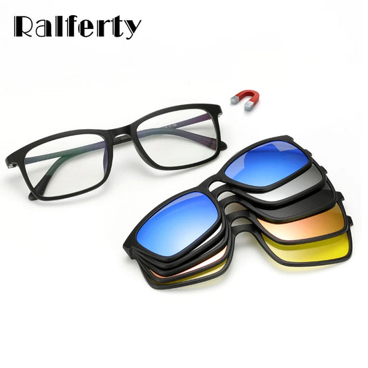 5 In 1 Magnetic Clip On Glasses TR90 Optical Eyeglass