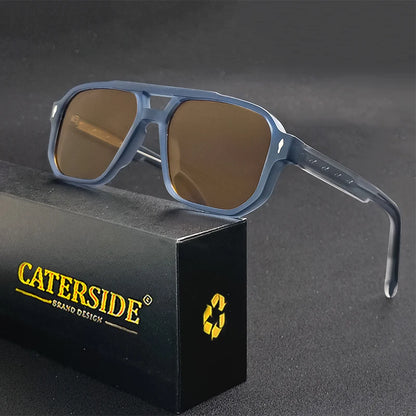 CATERSIDE Vintage Punk Sunglasses Men Flat Top