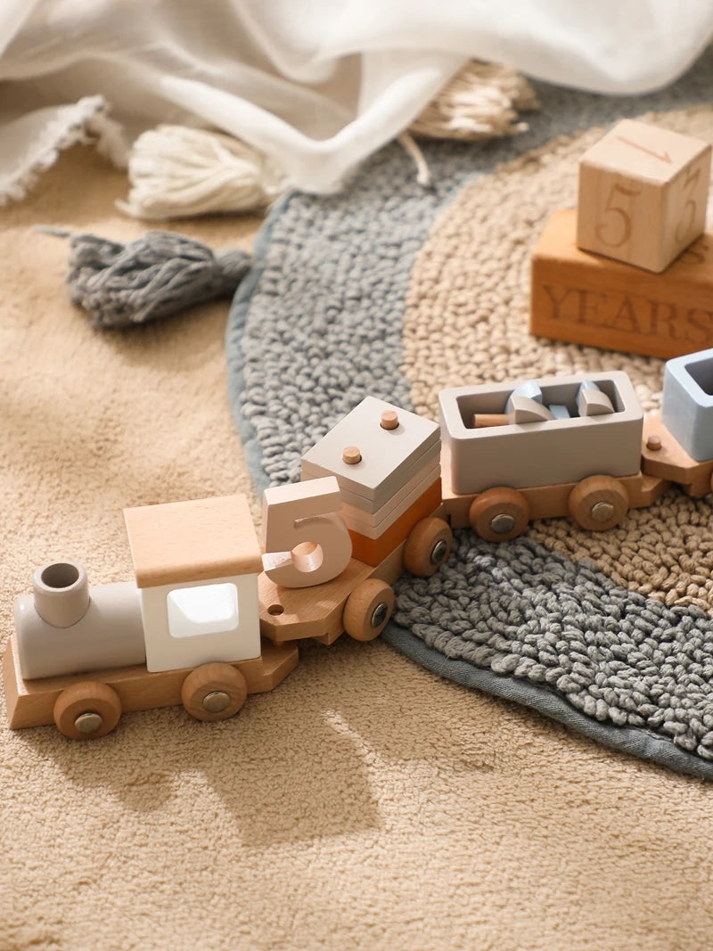 Wooden Birthday Train Toy Simulated Train Toy Model