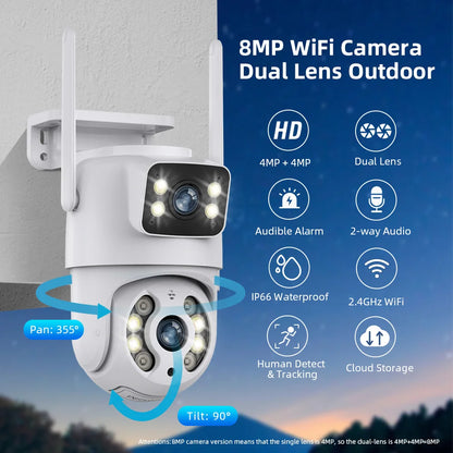 Hiseeu 4K 8MP Wifi Surveillance Camera Dual Lens