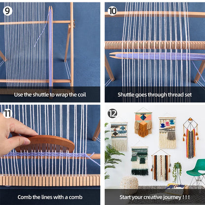 Wood DIY Weaving & Knitting Loom Machine, Wooden Frame
