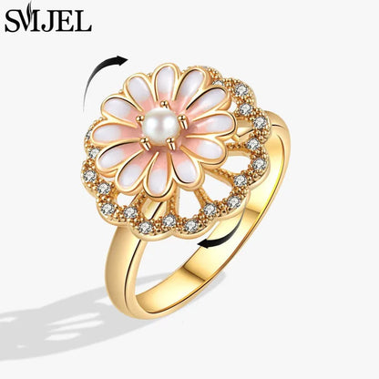 Luxury Crystal Anxiety Relief Spinning Fidget Rings for Women