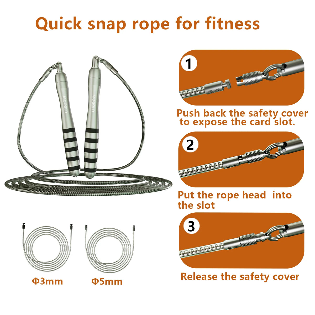 Jump Rope Metal Wire Non-slip Handles Fitness