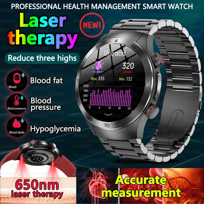 2025New Laser Therapy ECG+PPG Smartwatch For Men Women