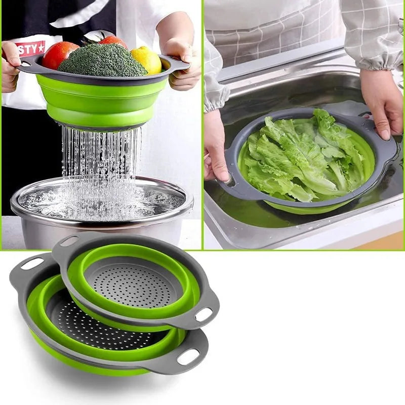Silicone Folding Drainer Basket Portable Kitchen Strainer