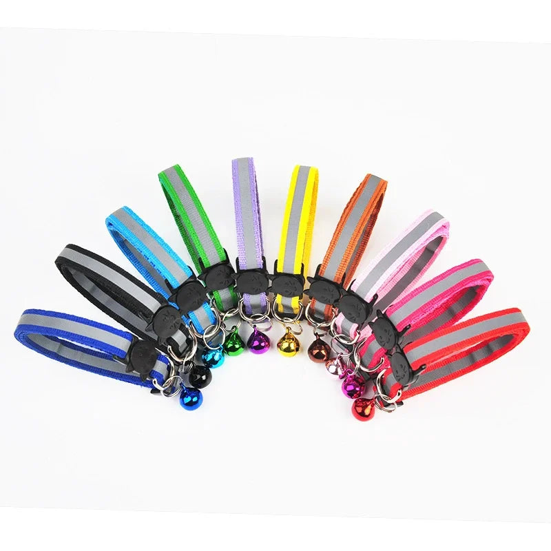 Cartoon Cat Head Reflective Pet Collar Colorful Bell